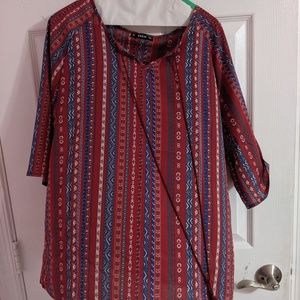 Tasseled printed plus blouse